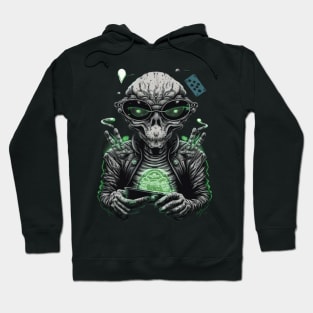 Funny Alien Digital Artwork - Birthday Gift Ideas For Poker Player Hoodie